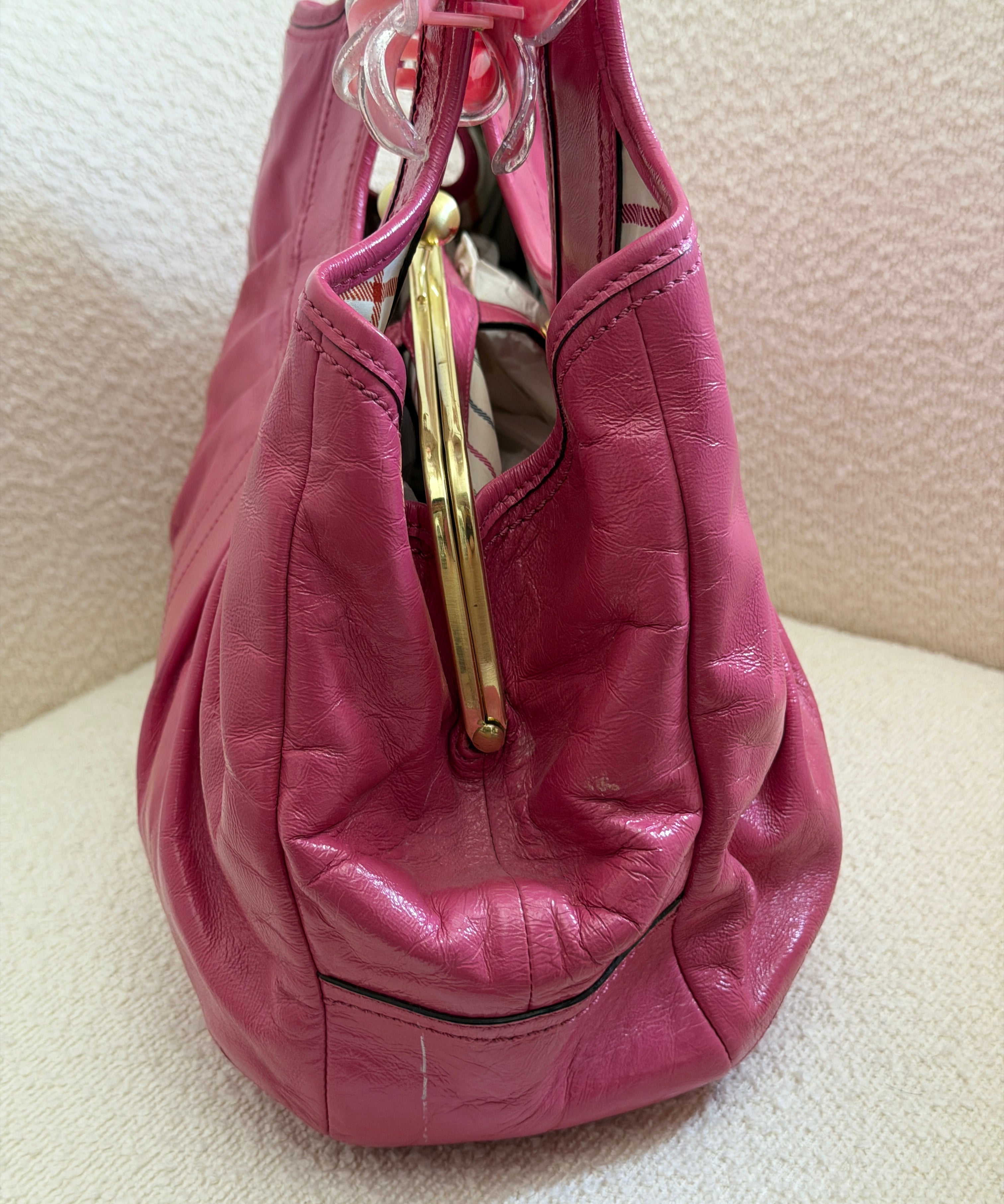 Coach Pink Canvas Ergo Kisslock Bag