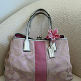 Coach Pink Stripe Kisslock Tote