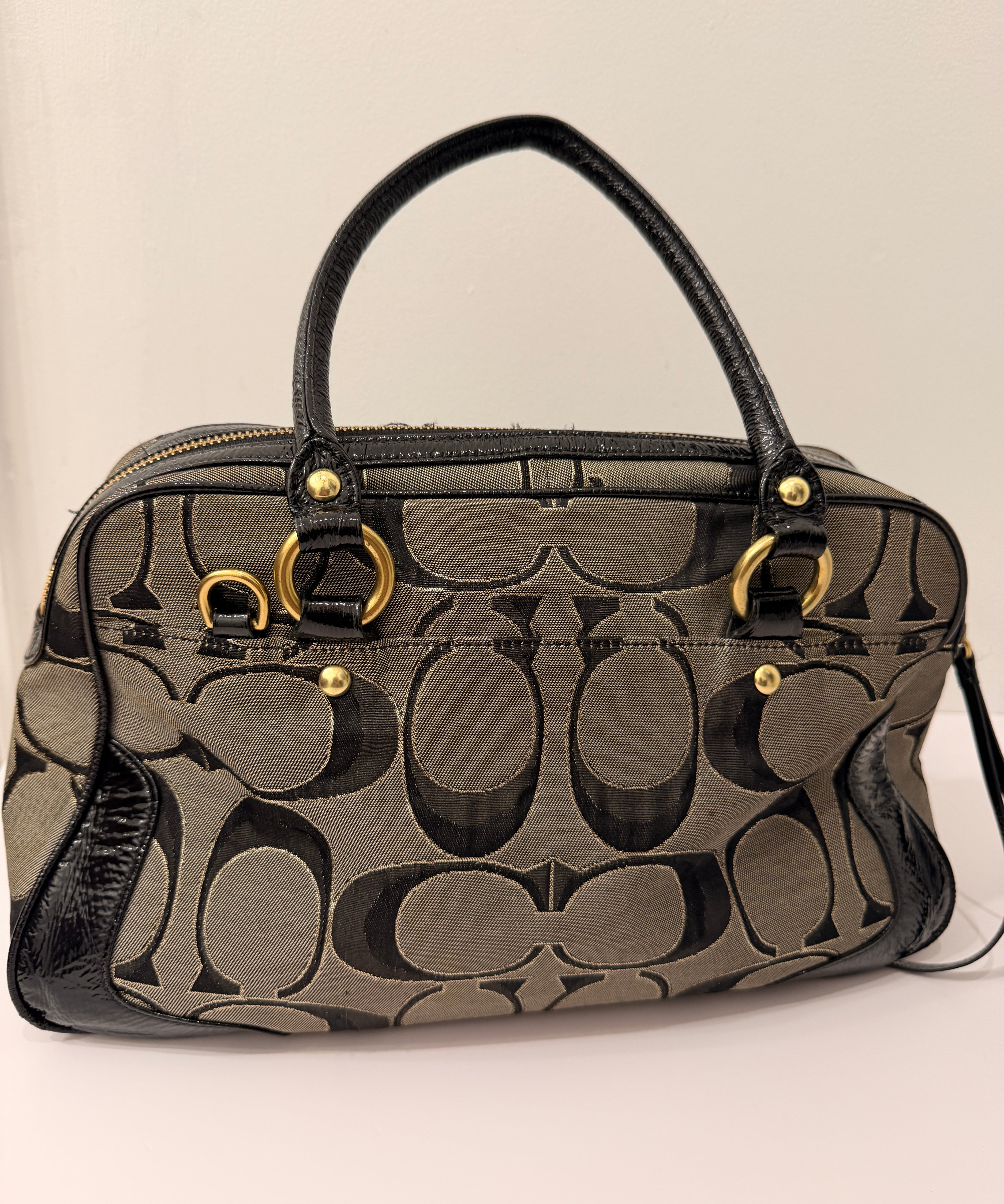 Coach Poppy Signature Pushlock Satchel Bag