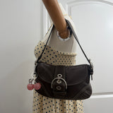 Rare Leather Brown Canvas Mini Soho Bag
