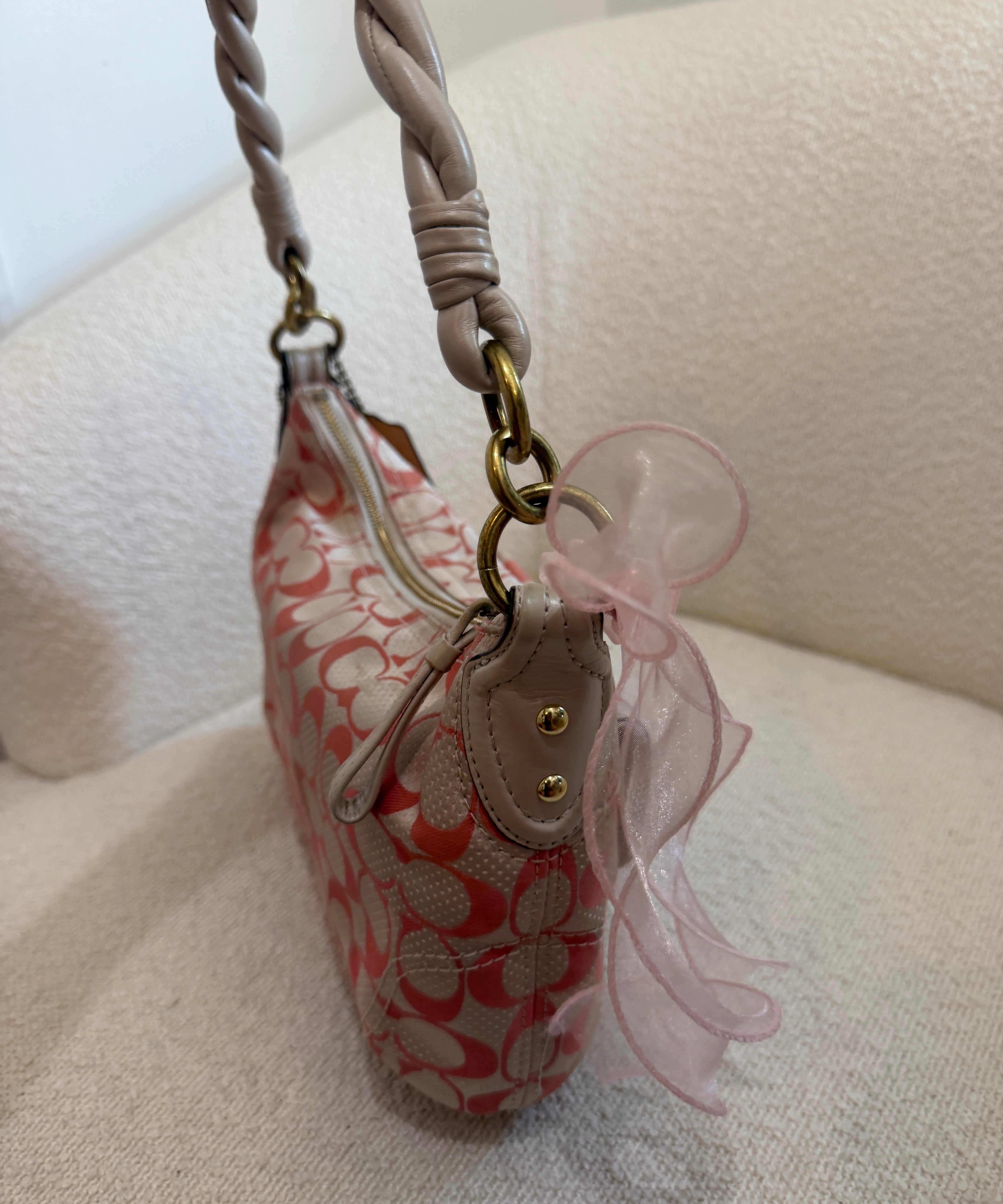 Rare Coach Polka Dot Braided Shoulder Bag