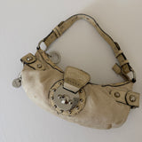 Beige Guess Studded Shoulder Bag