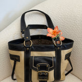 Coach Straw Woven Legacy Tote Bag