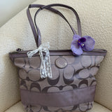 Coach Purple Stripe Tote Bag