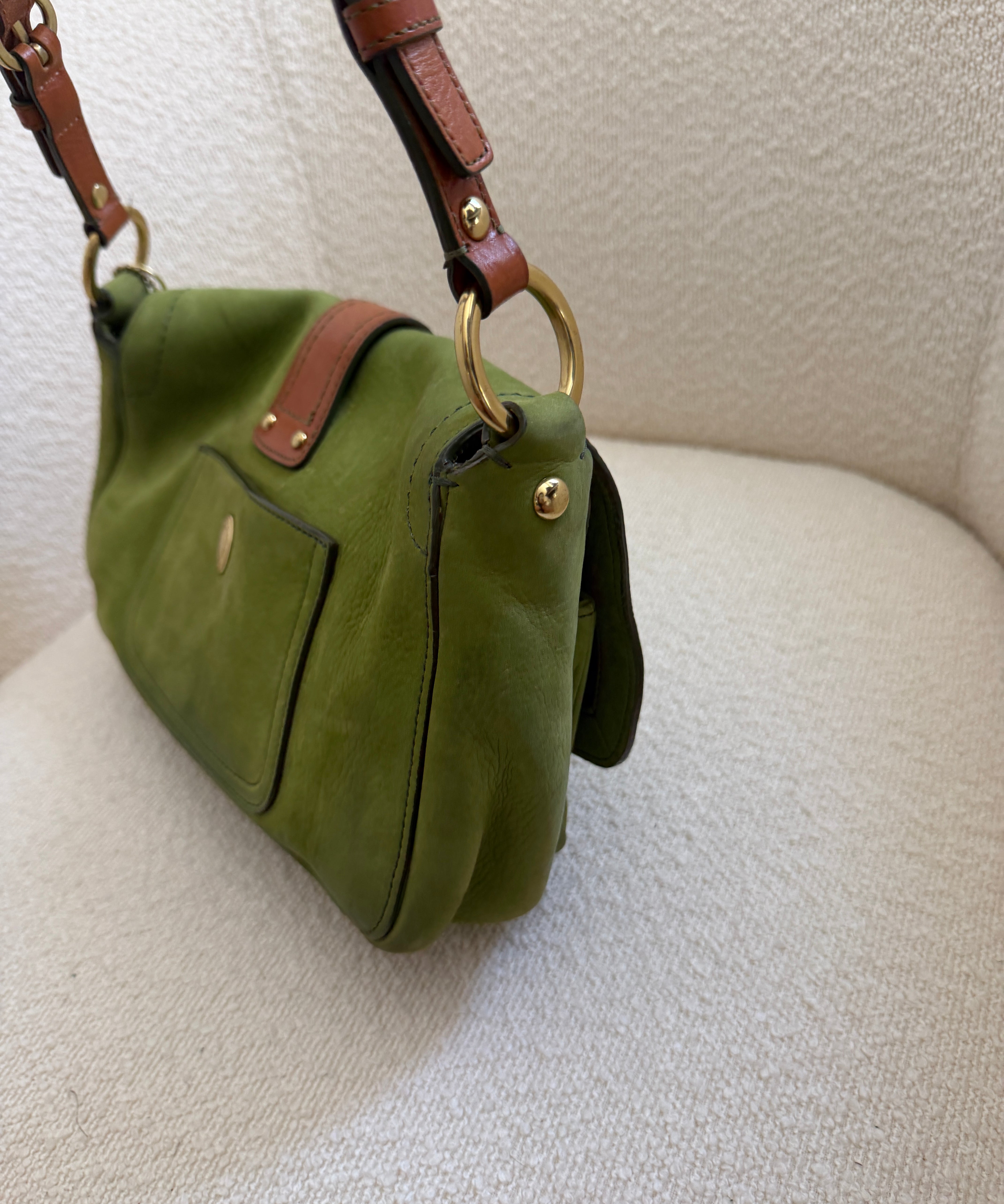Coach Green Nubuc Leather Chelsea Shoulder Bag