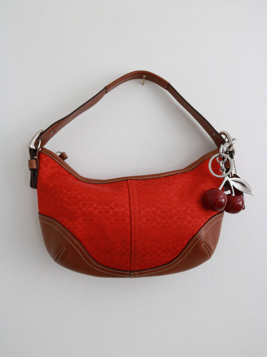 Rare Coach Red Signature Mini Hobo Bag