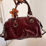 Coach Burgundy Patent Leather Ashley Shoulder Bag