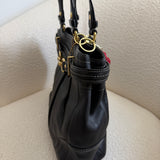 Coach Black Leather Pleated Hobo Bag