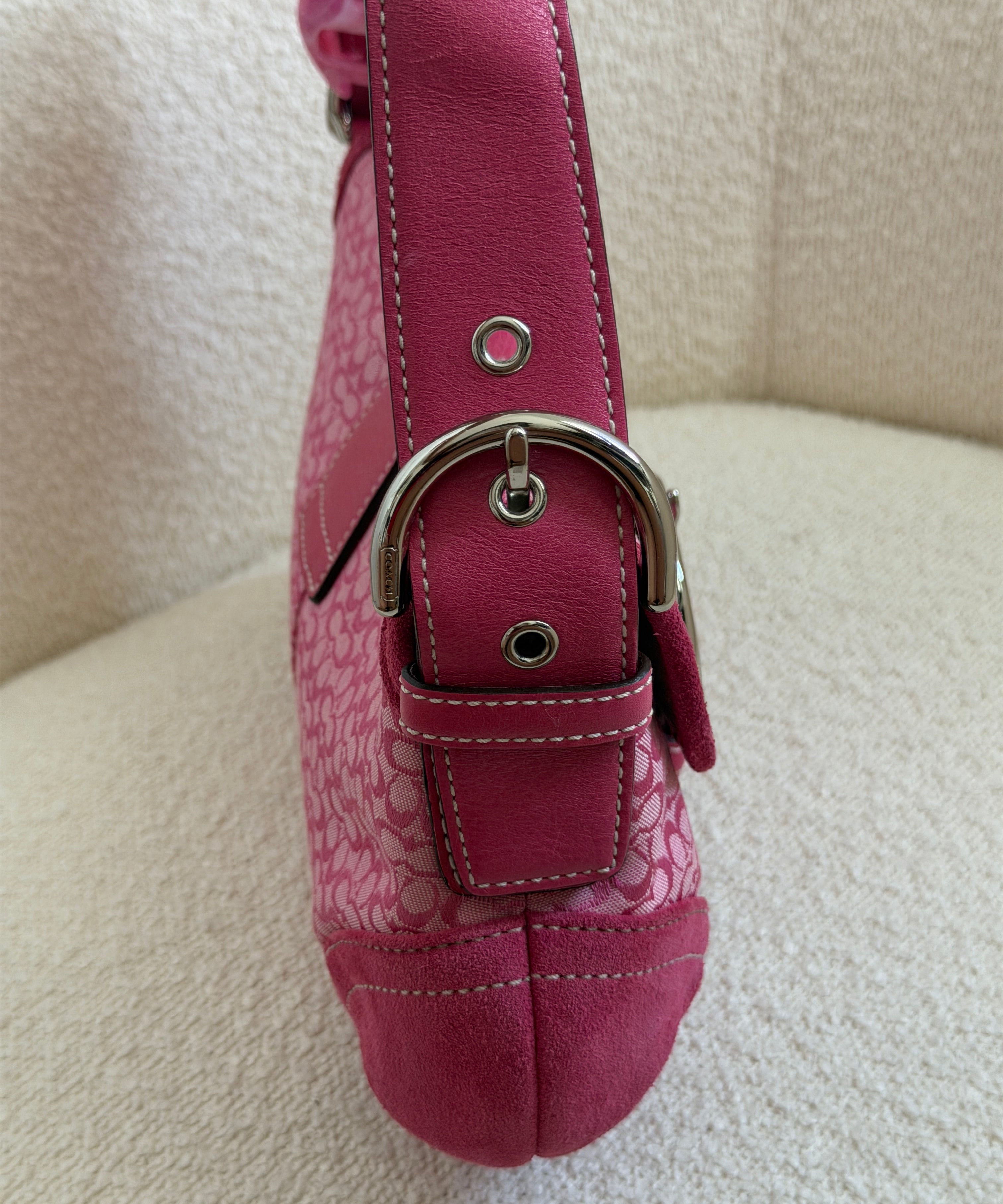 Rare Pink Suede Canvas Mini Soho Bag