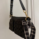 Black Coach Double Pocket Shoulder Bag