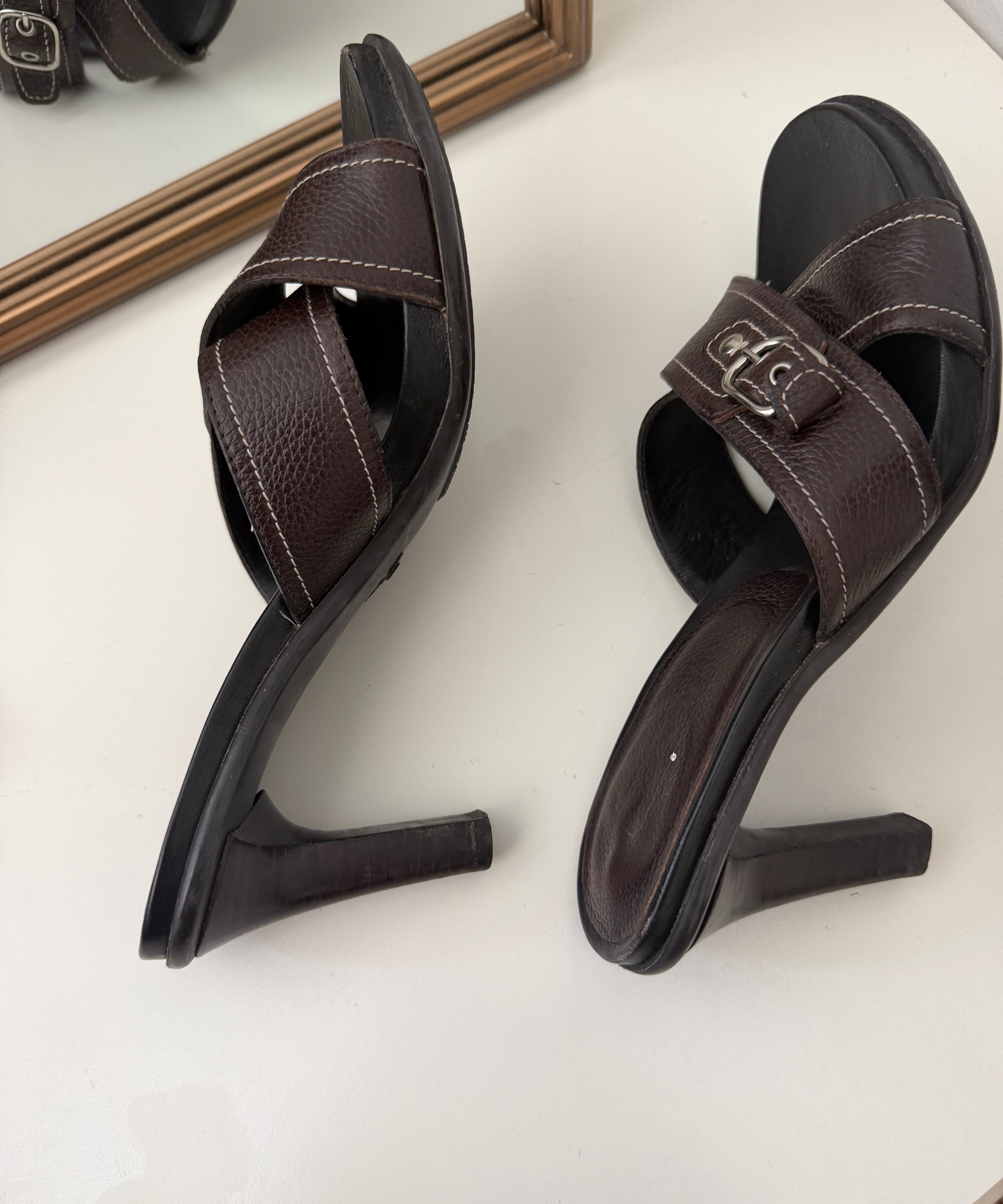 Coach Brown Peep-toe Heels (Size 8)