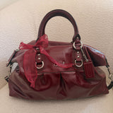 Coach Burgundy Patent Leather Ashley Shoulder Bag