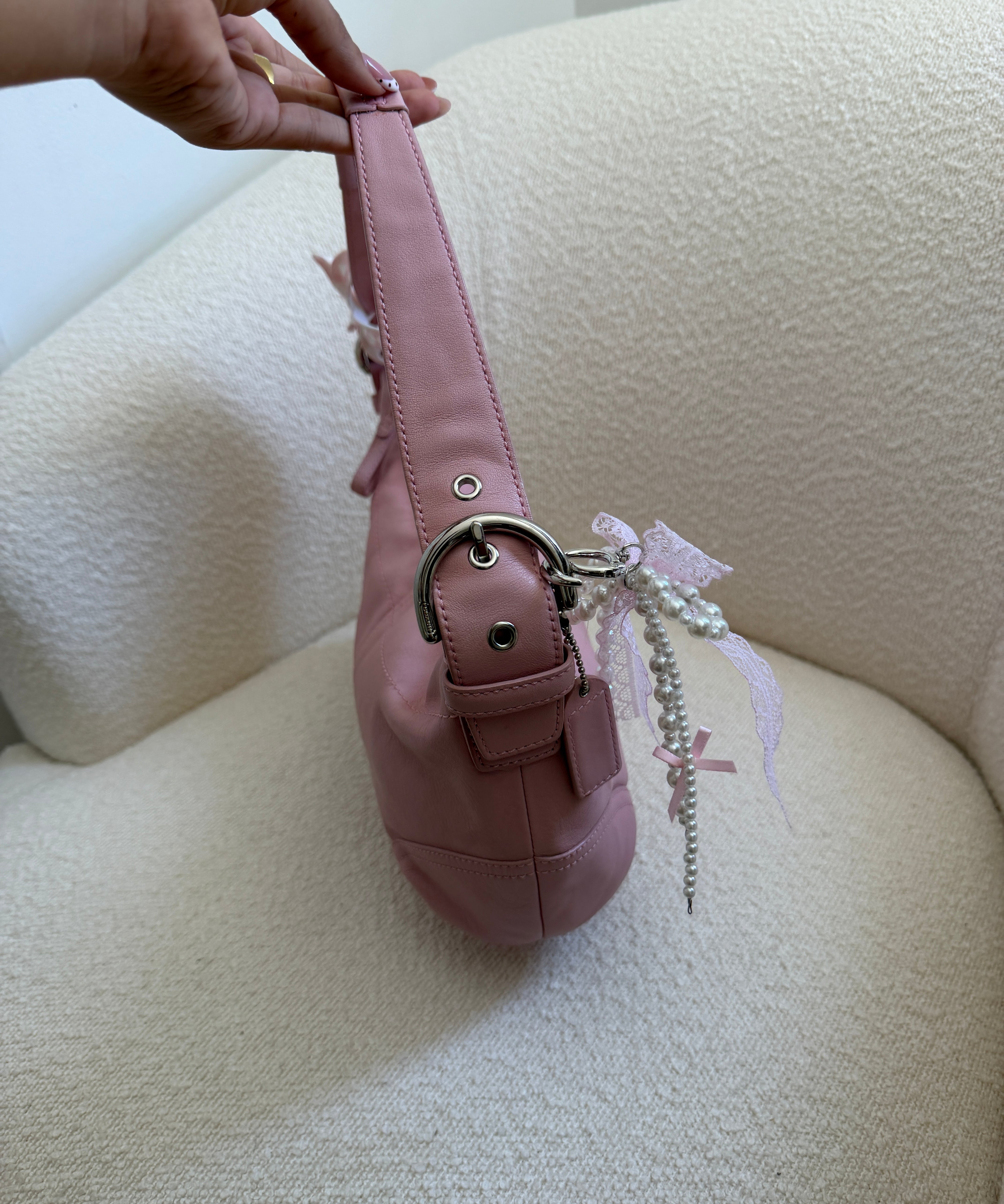 Rare Pink Leather Mini Hobo Bag