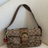 Brown Snakeskin Trim Coach Soho Demi Flap