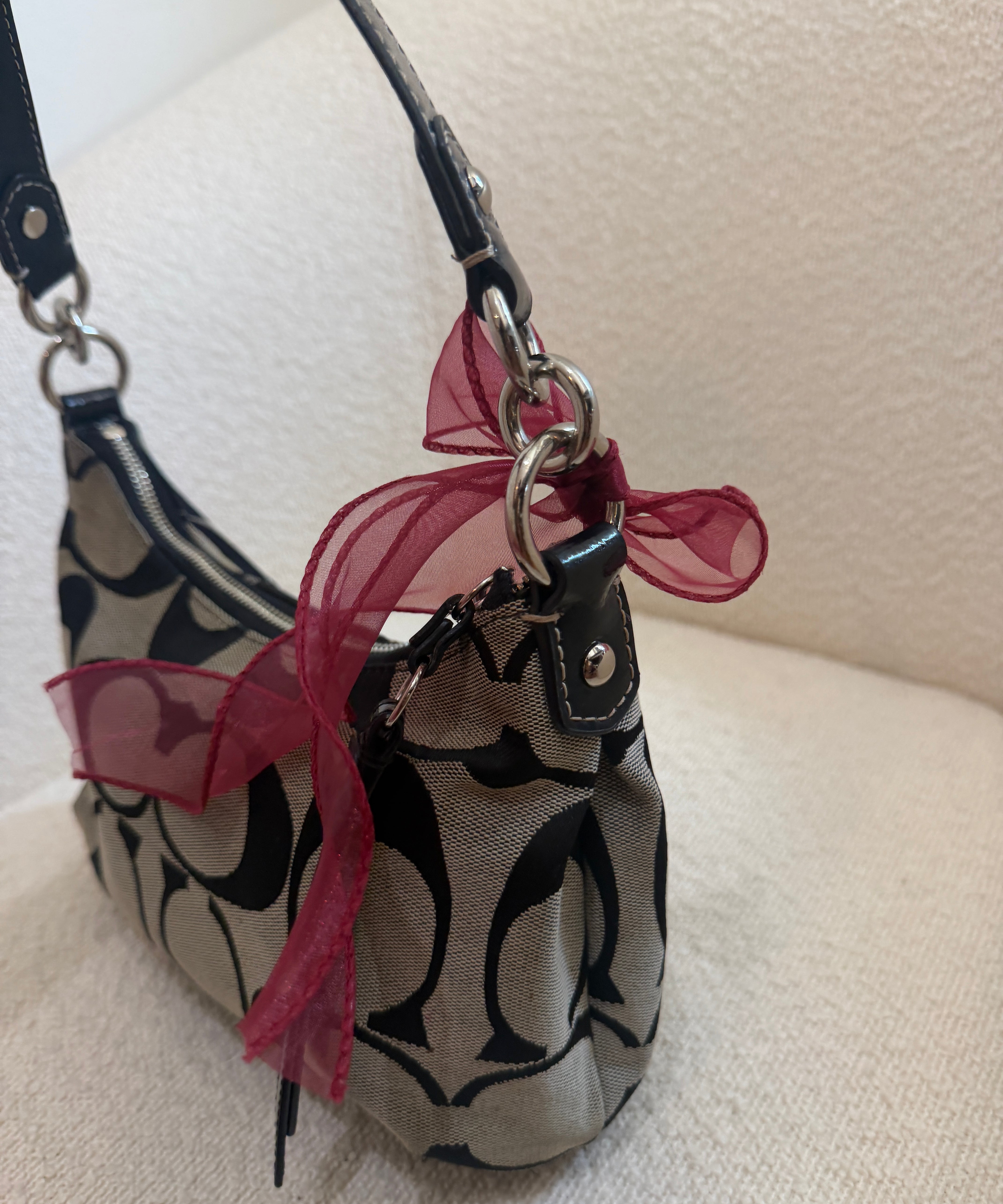 Coach Black Stripe Mini Signature Shoulder Bag