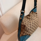 Teal Gucci Horsebit Shoulder Bag