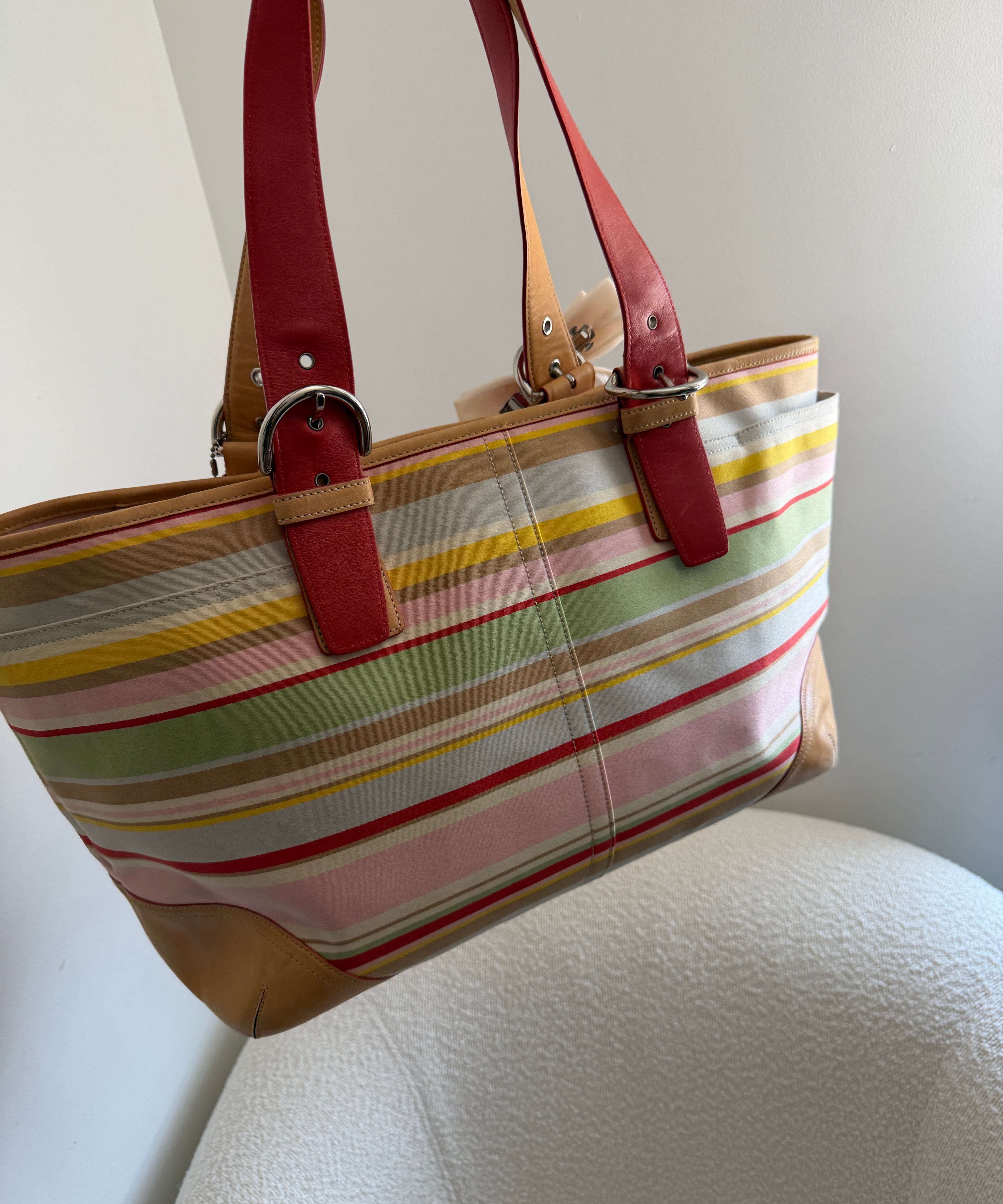 Coach Stripe Beach Tote Bag
