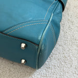 Coach Teal Leather Hamptons Carry-All Bag