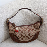 Rare Coach Signature Brown Studded Mini Hobo Bag