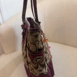 Coach Purple Suede Trim Signature Gallery Tote Bag