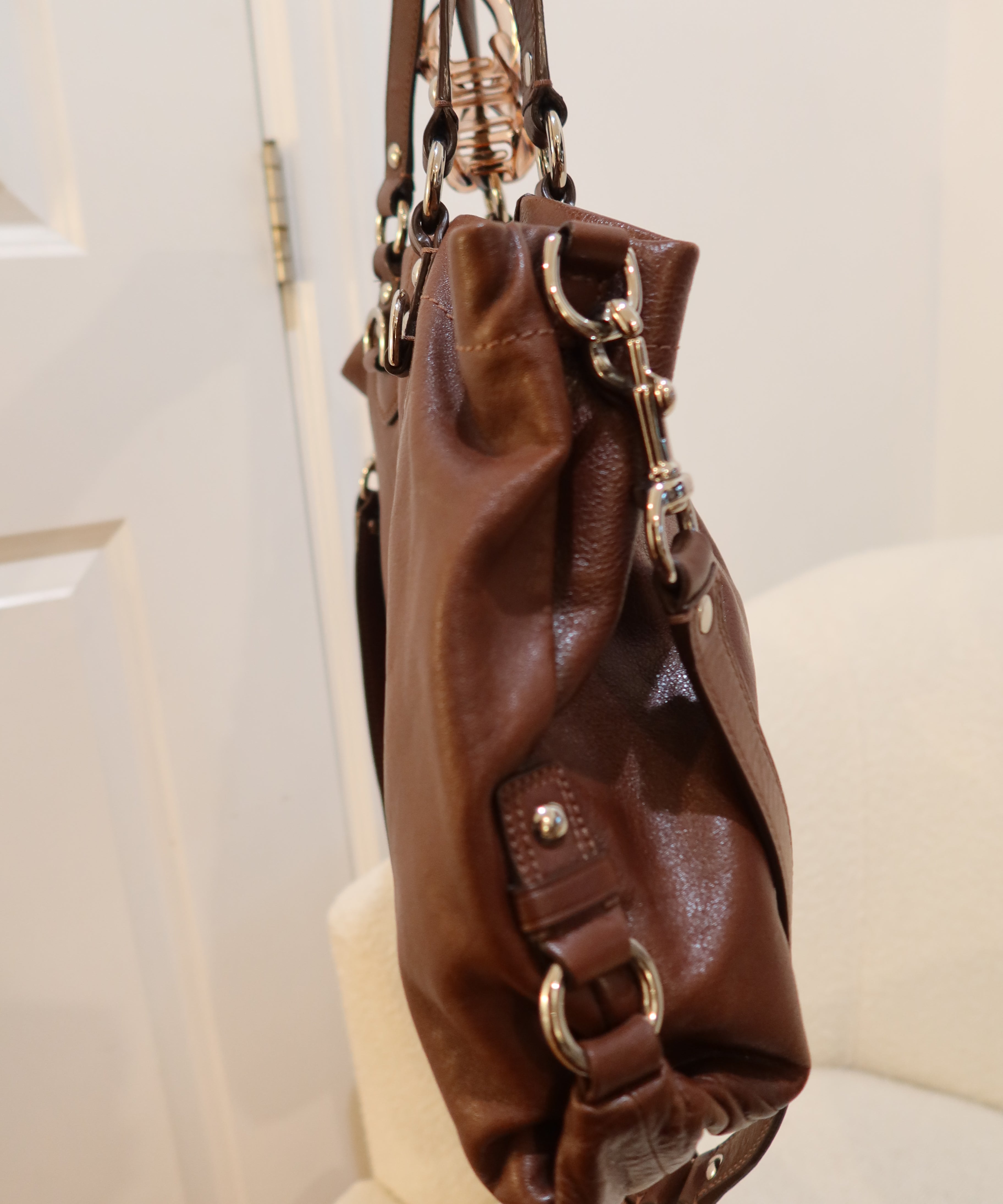 Coach Brown Leather Ashley Carry-All Bag