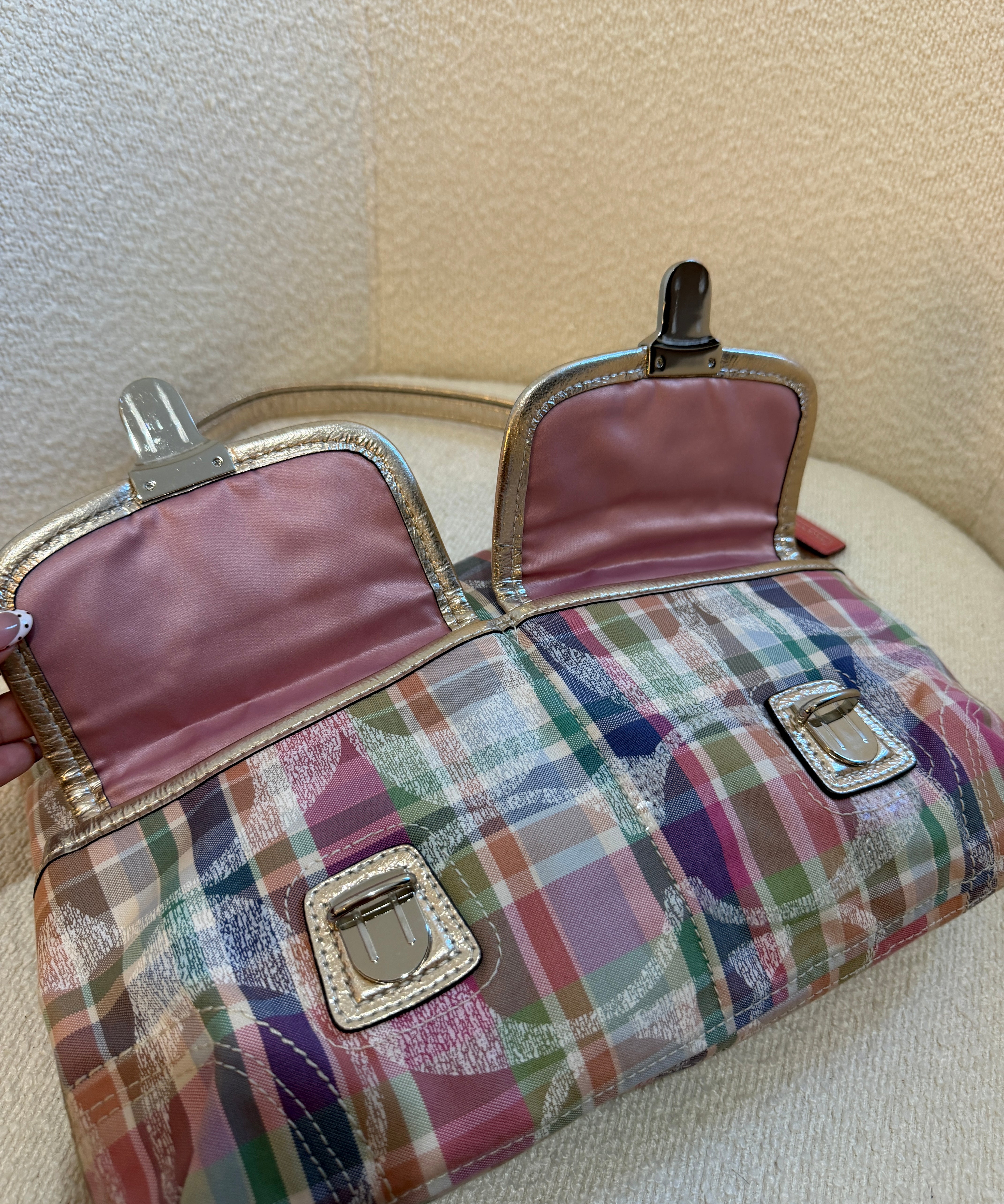 Rare Coach Poppy Multicolored Plaid Madras Bag