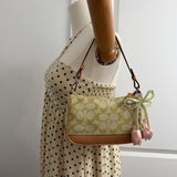Rare Coach Lime Green Signature Demi Hamptons Bag