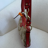 Brown Coach Signature Shoulder Bag with Orange Trim