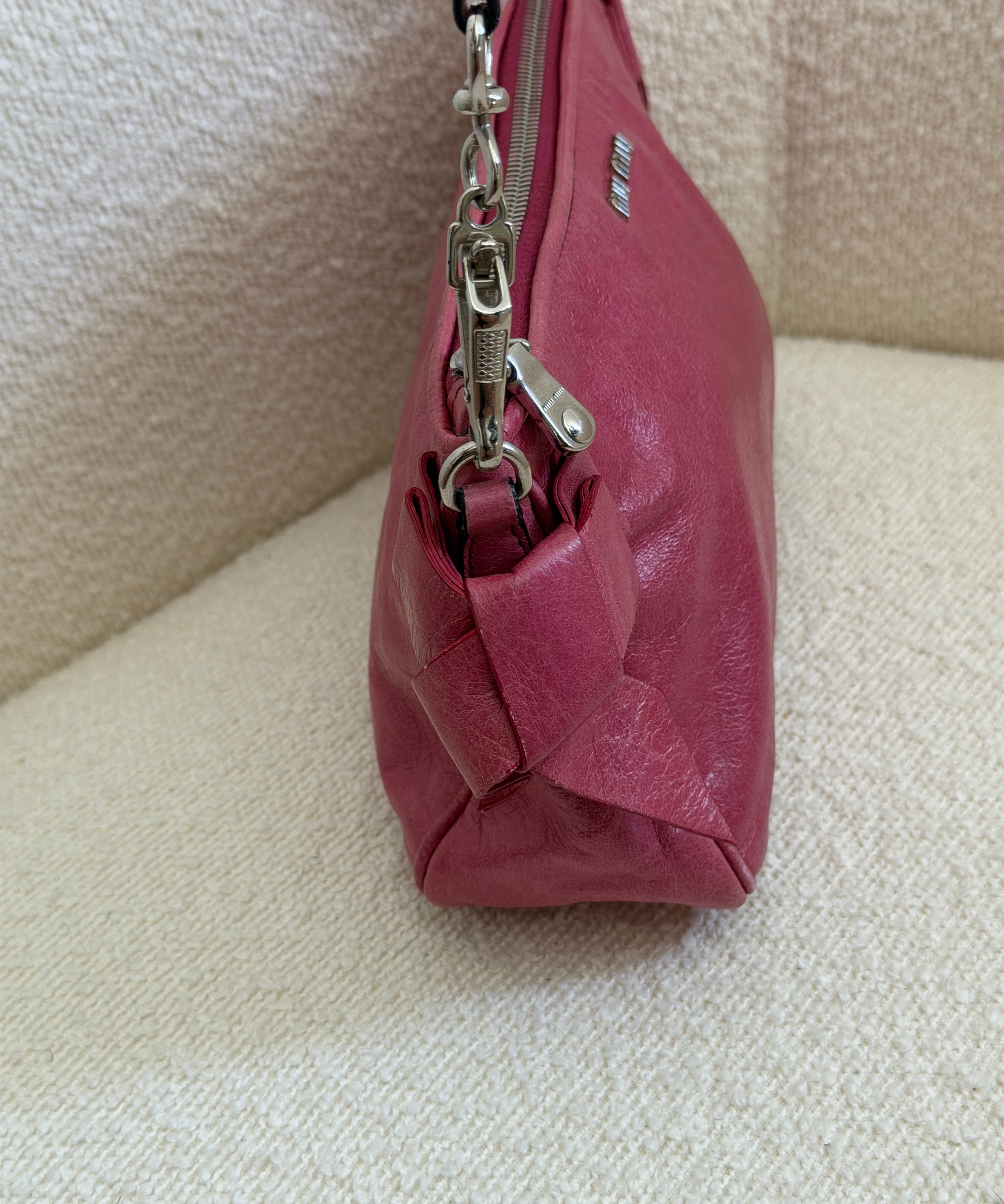Miu Miu Mauve Hot Pink Lux Bow Leather Pochette