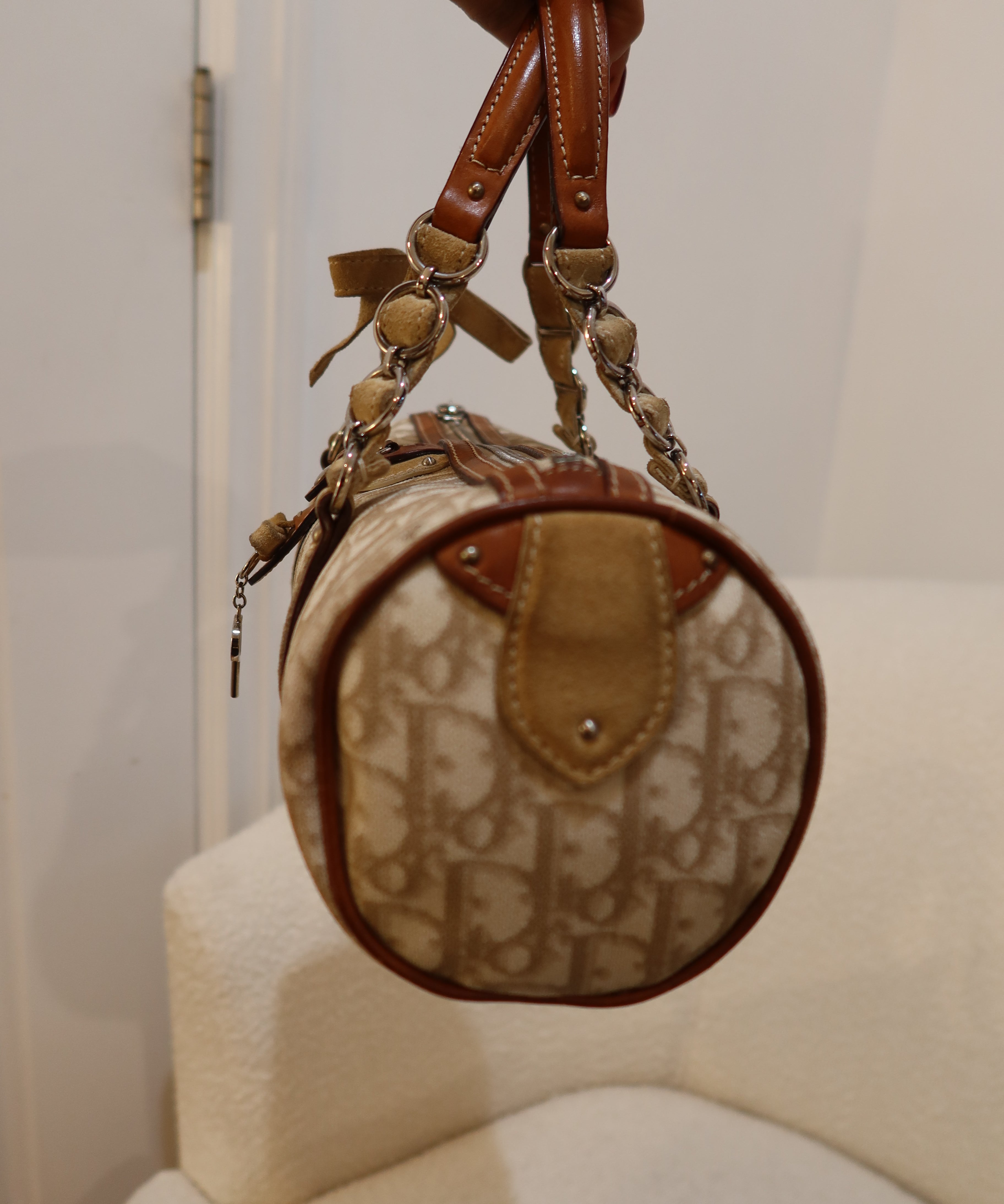 White Dior Romantique Mini Barrel Bag