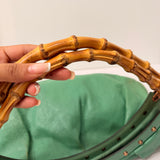 Teal Gucci Leather Bamboo Handle Studded Hobo