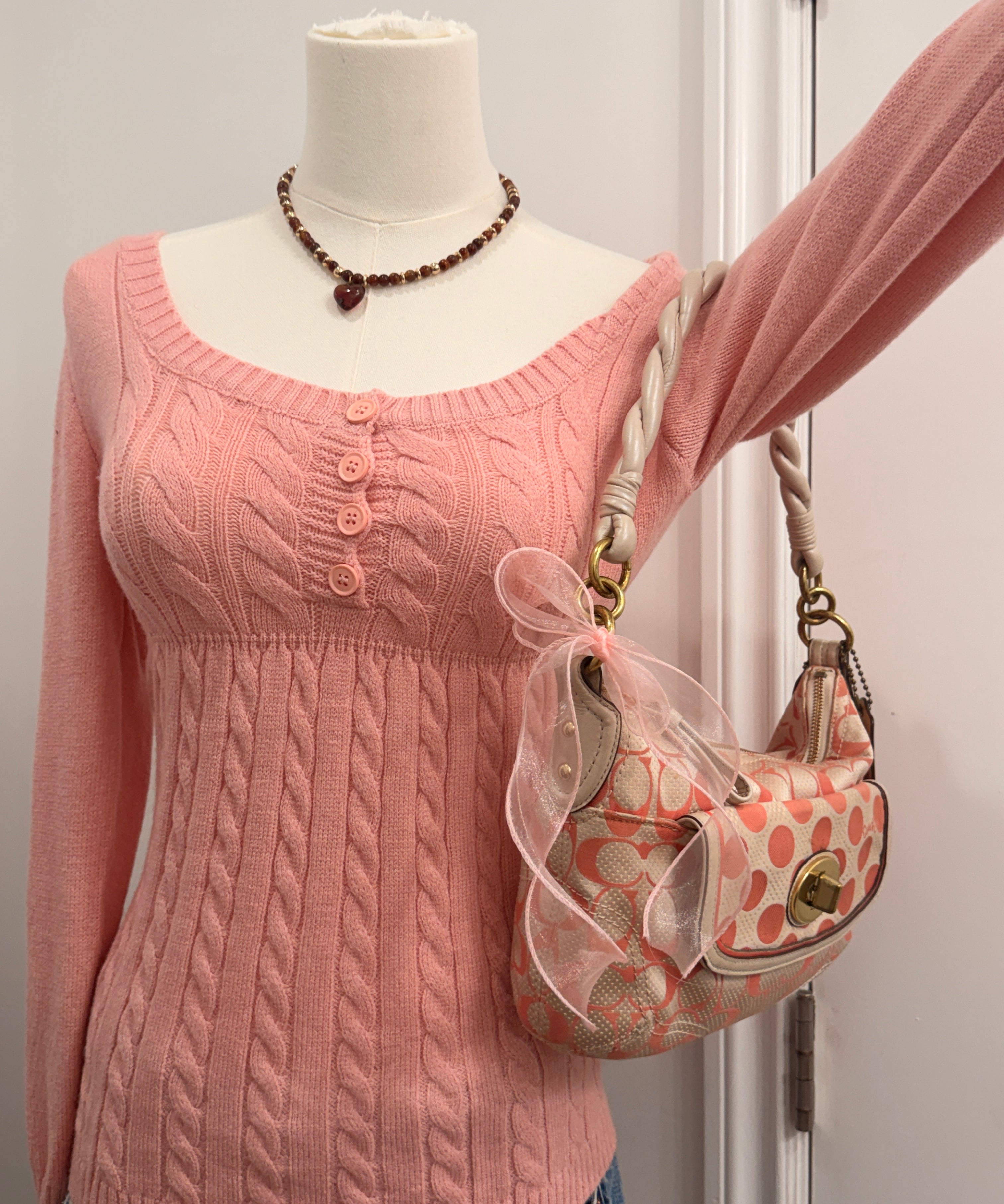 Rare Coach Polka Dot Braided Shoulder Bag