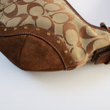 Rare Coach Signature Brown Studded Mini Hobo Bag