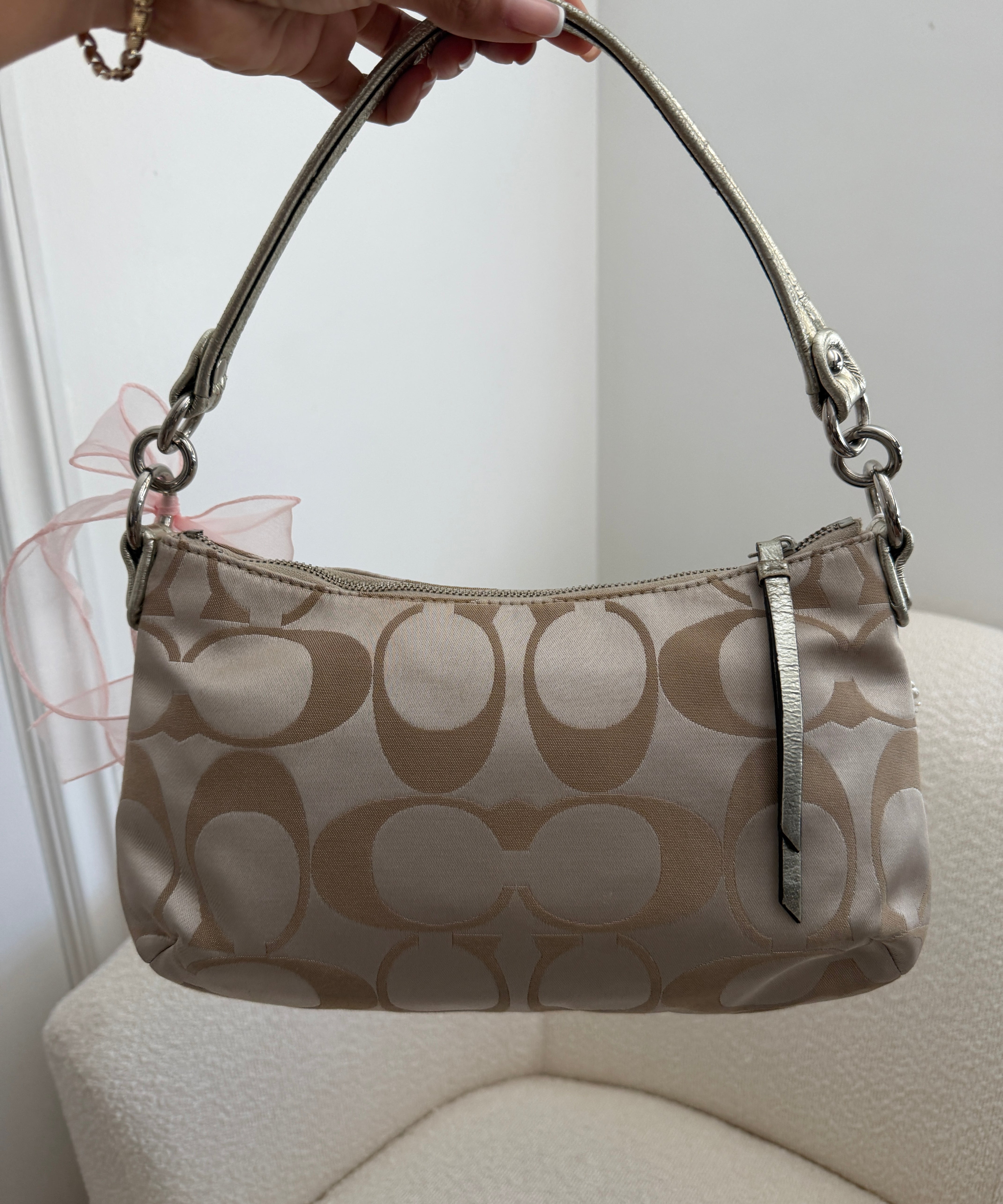 Coach Beige Signature Poppy Shoulder Bag