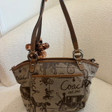 Coach Brown Carriage Signature Mini Leah Tote Bag