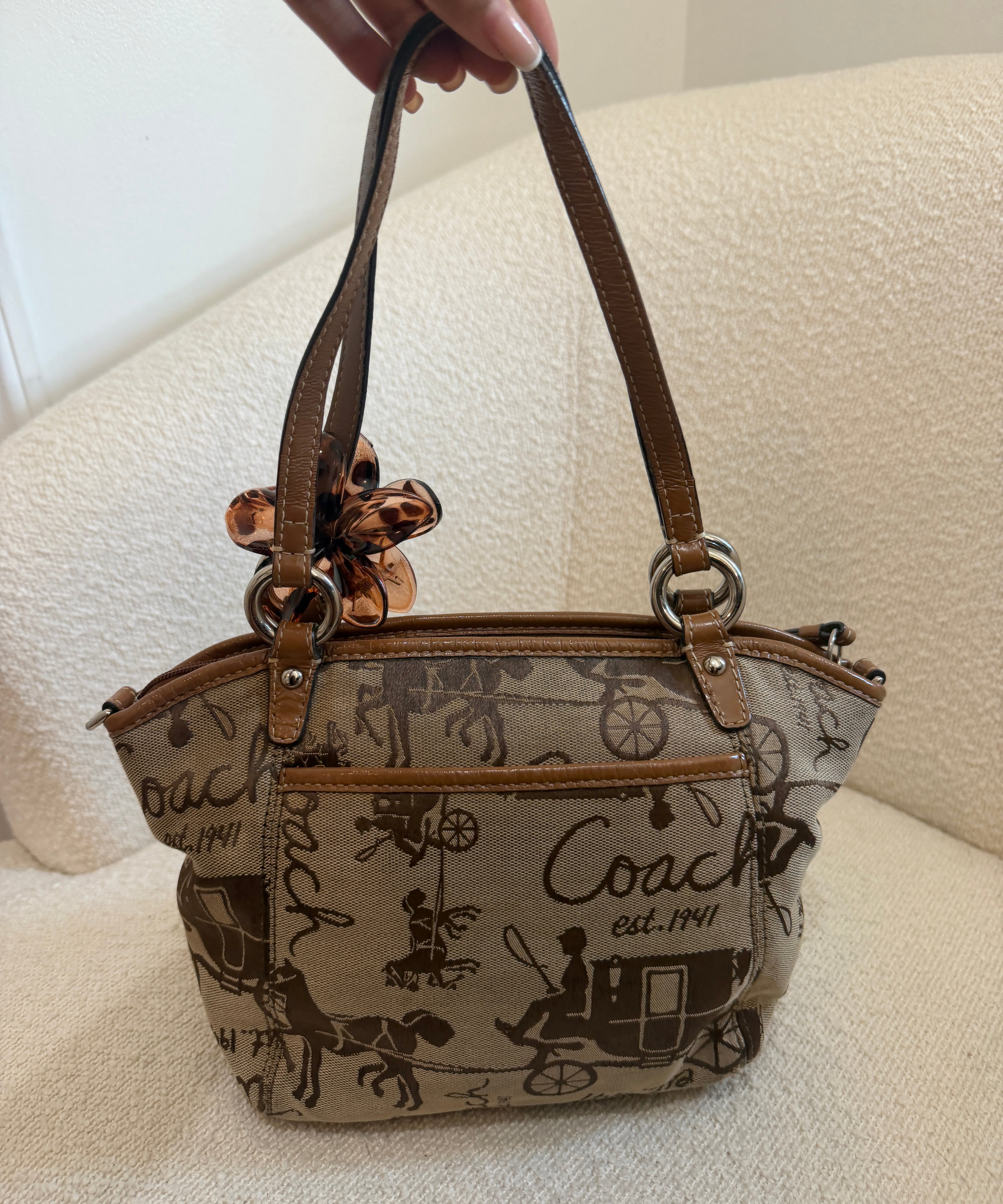 Coach Brown Carriage Signature Mini Leah Tote Bag