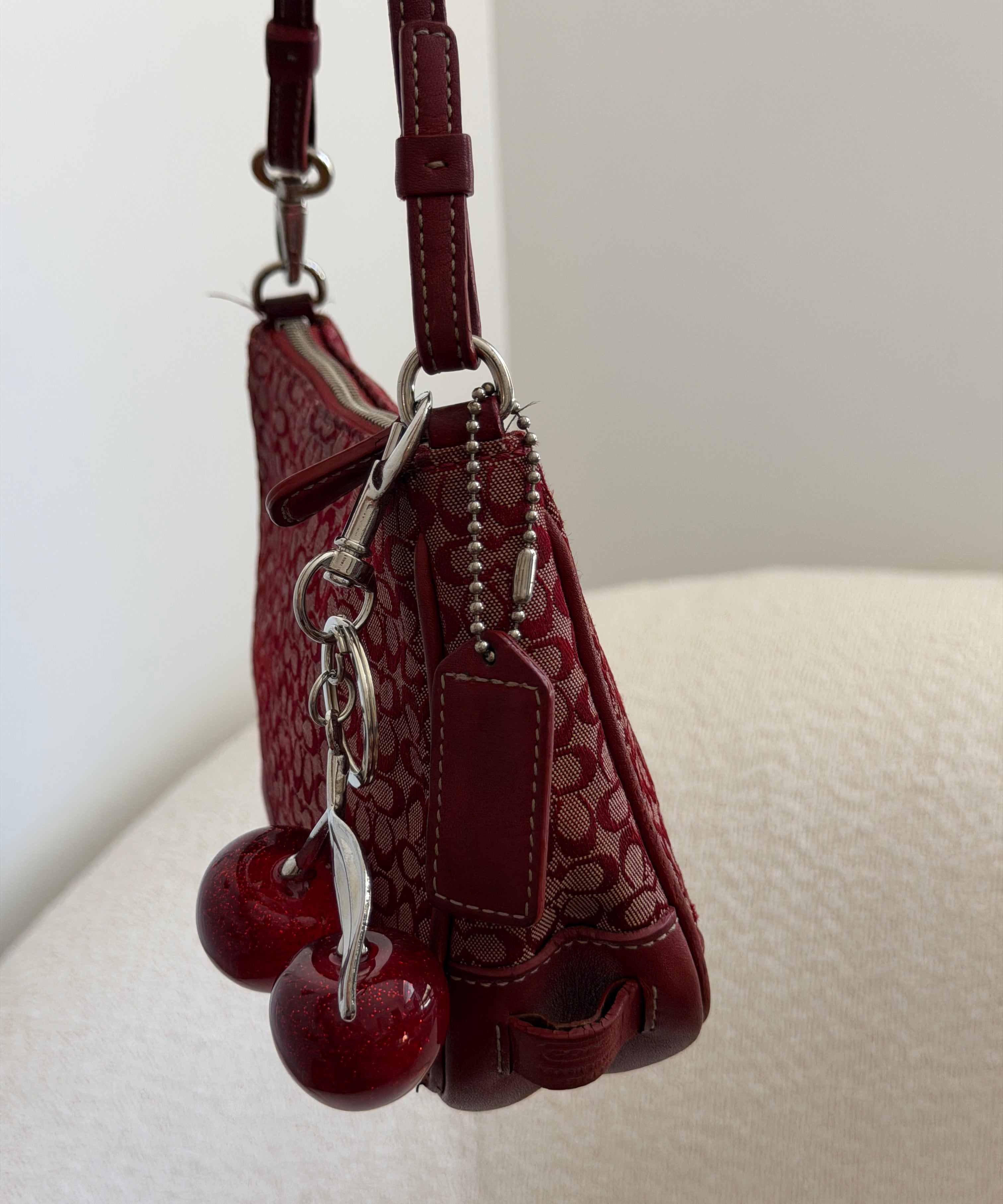 Rare Coach Red Signature Demi Hamptons Bag