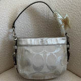 Silver Signature Coach Mini Zoe Bag
