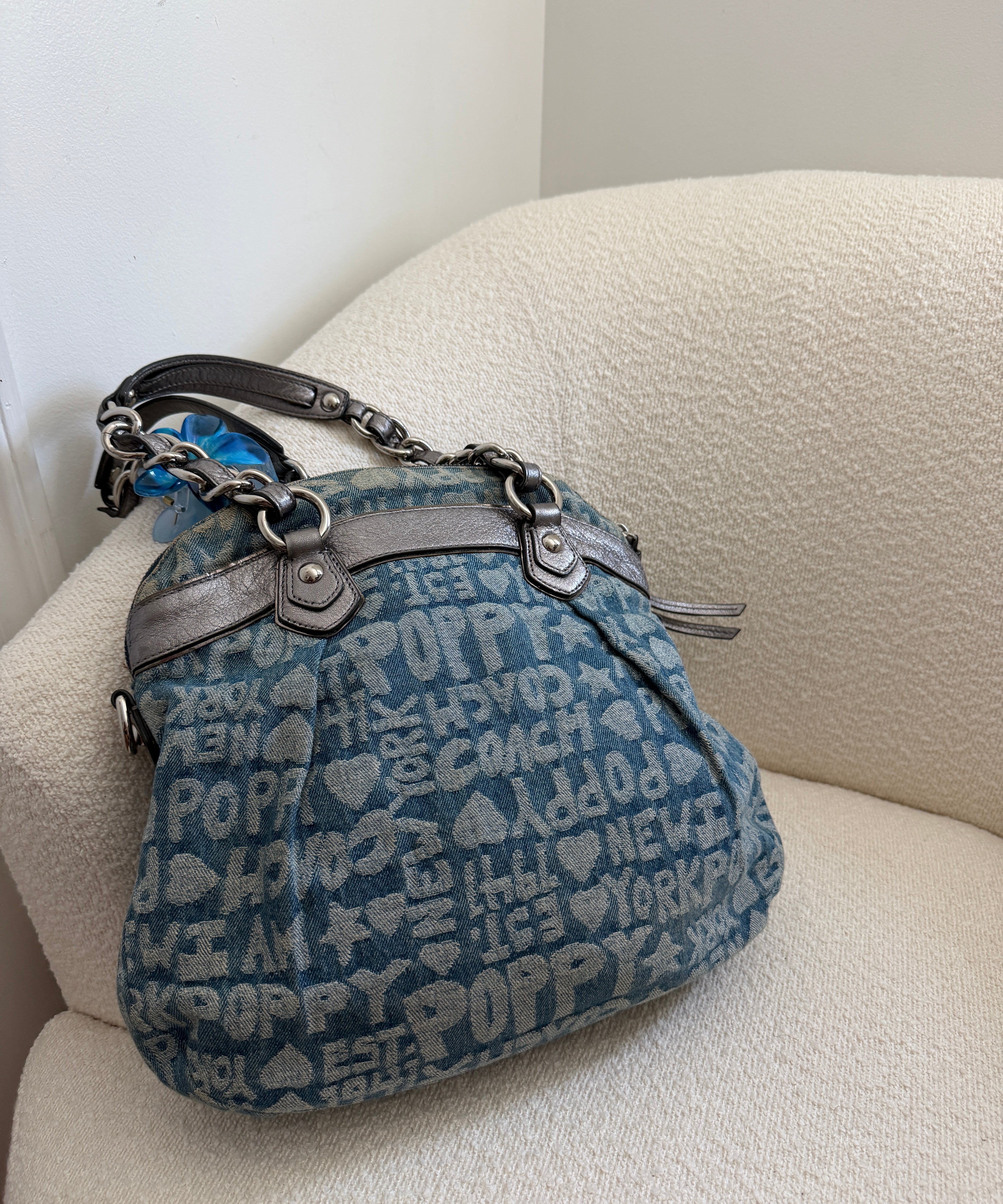 Coach Denim Poppy Signature Tote Bag