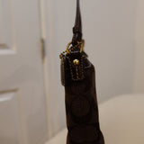 Brown Signature Turnlock Coach Mini Bag