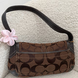 Coach Brown Signature Turnlock Ergo Flap Bag