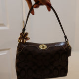 Brown Signature Turnlock Coach Mini Bag