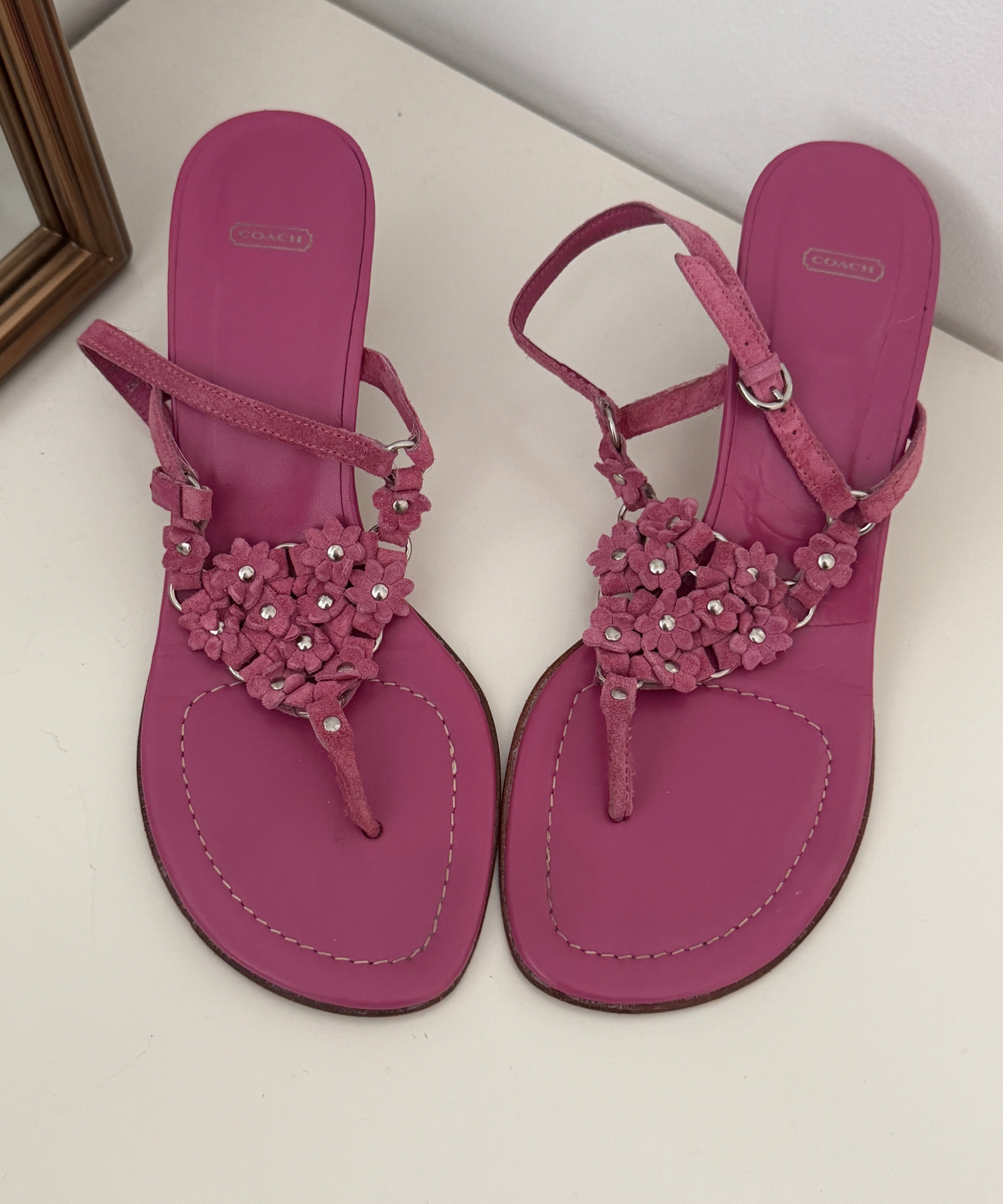 Coach Pink Floral Kitten Heels (8)