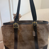 Coach Olive Brown Suede Tote Bag