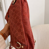 Salmon Pink Suede Gucci Abbey D-Ring Medium Hobo Shoulder Bag