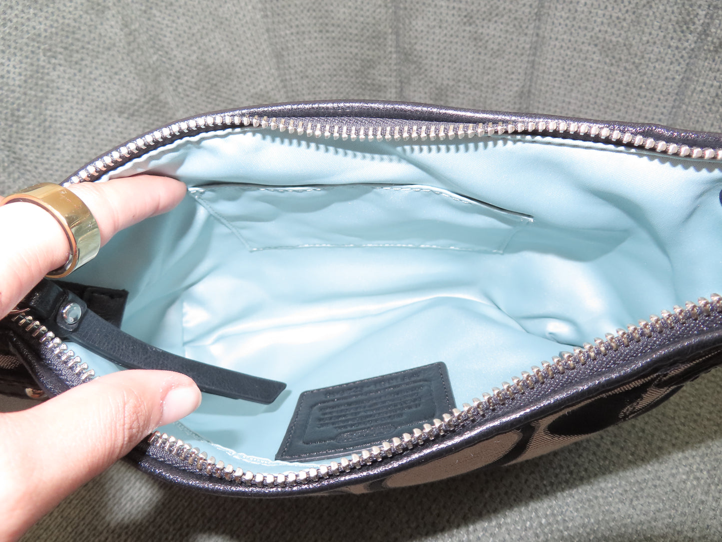Coach Grey Poppy Signature Shoulder Bag