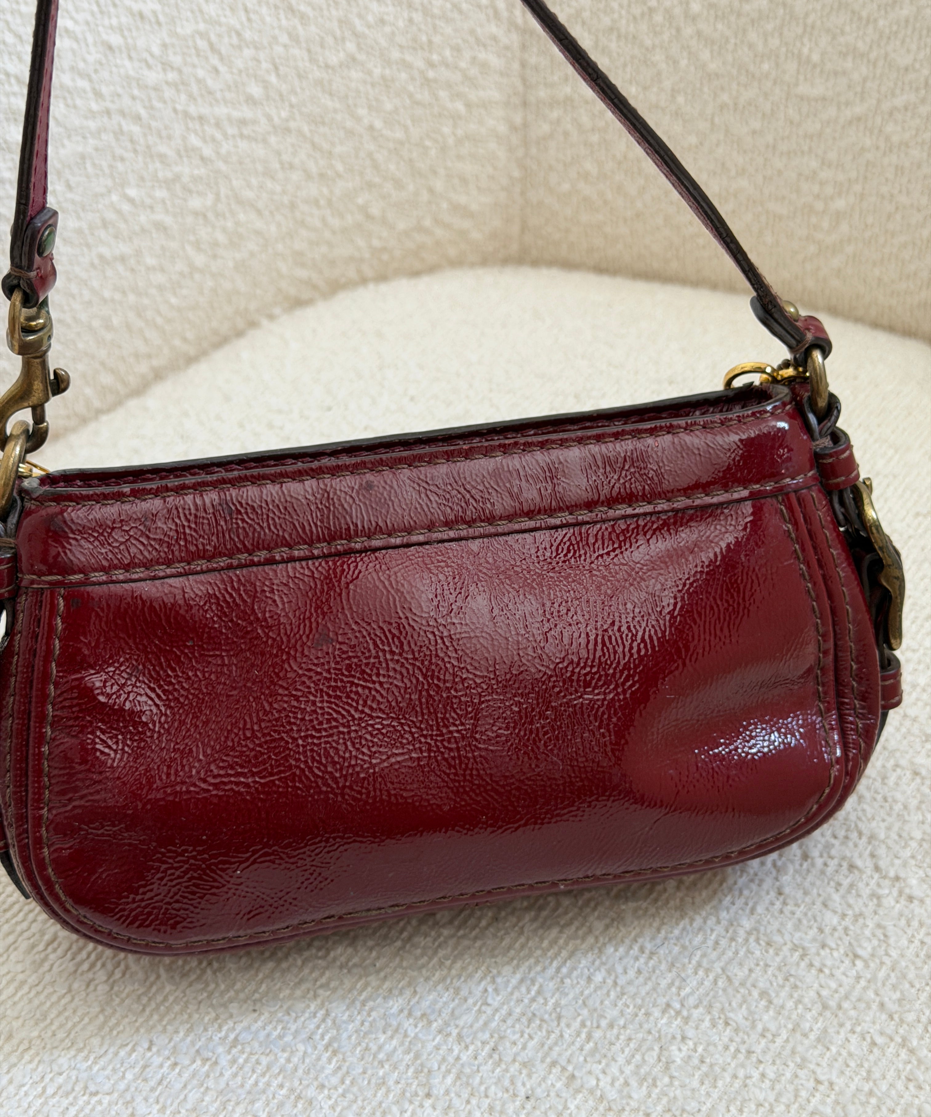 Coach Red Patent Leather Micro Zoe Bag