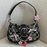 Coach Grey Canvas Demi Hamptons Buckle Bag
