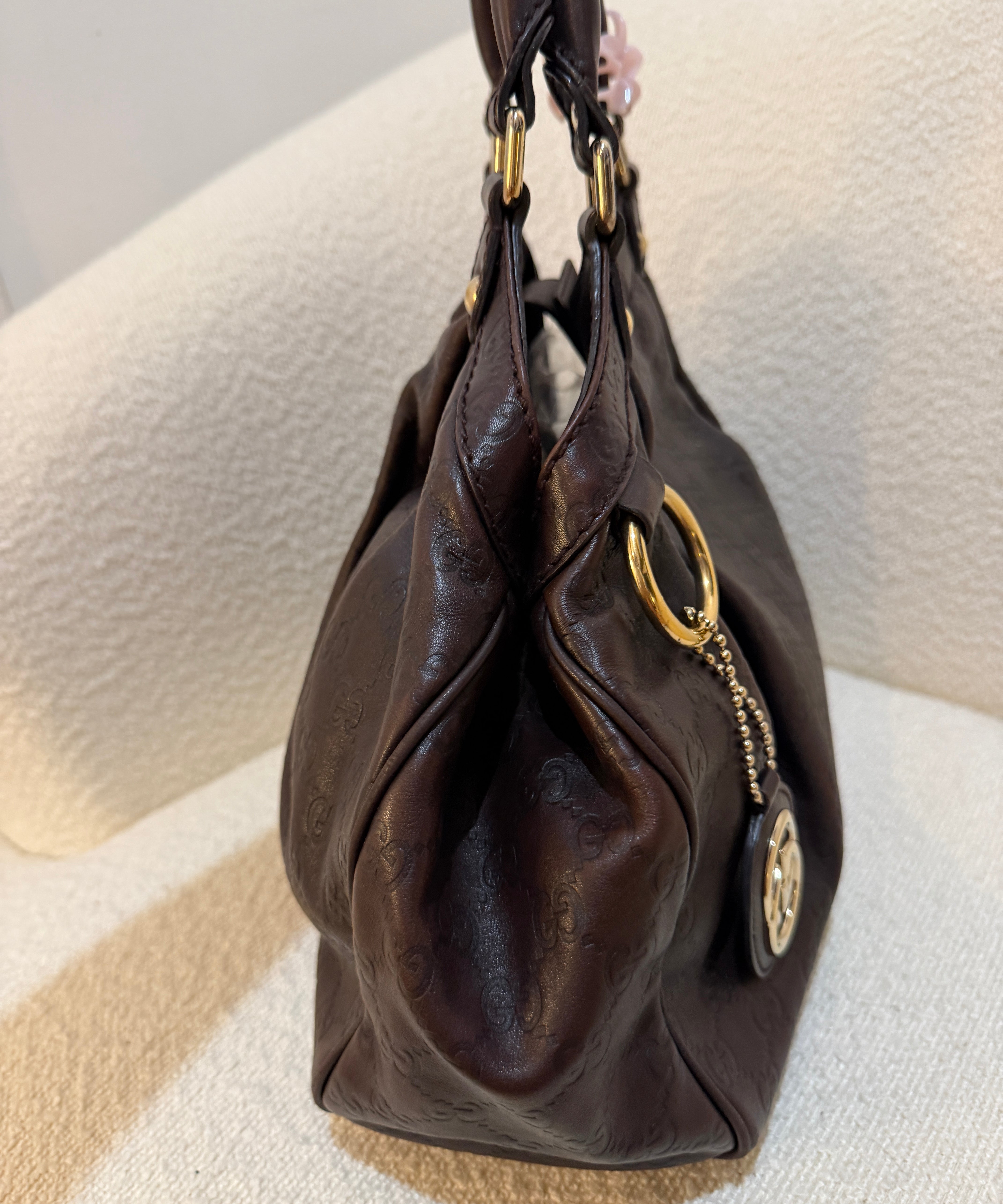 Brown Gucci Leather Sukey Tote Bag