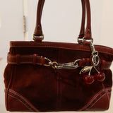 Coach Burgundy Suede Hamptons Carry-All Bag